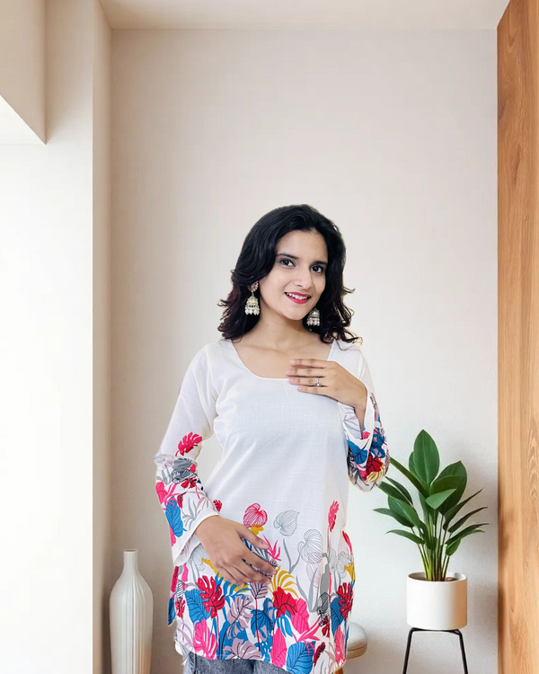 White Tropical Print