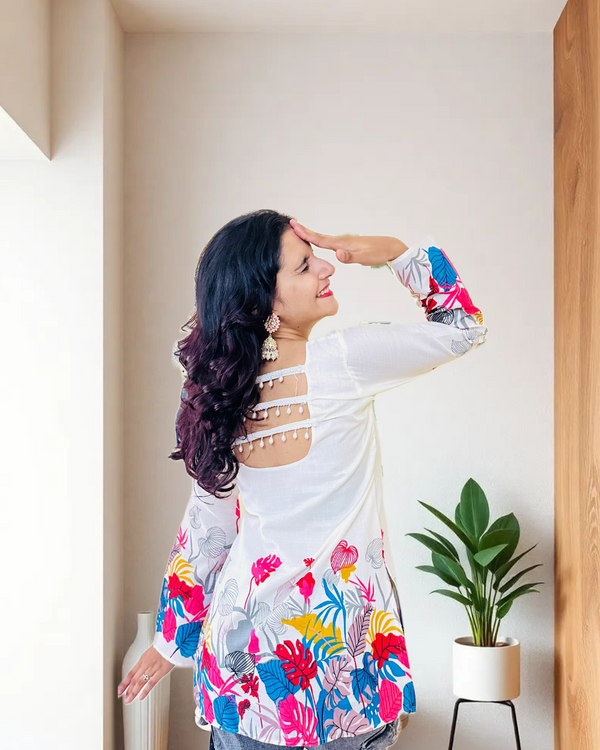 White Tropical Print